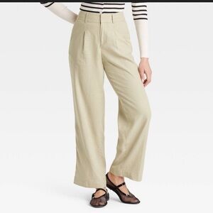 High-Waisted Wide-Leg Linen Trousers